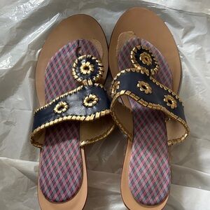 Jack Rogers Navy and Gold Women's Sandals